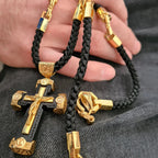 Collar de Pendiente de Crucifijo de Jesús de Estilo Lujo en Aleación Negro-dorado