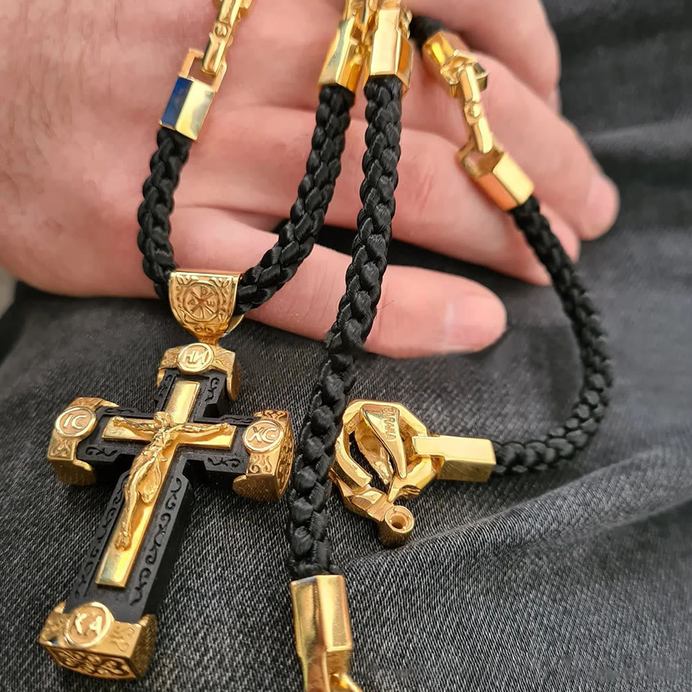 Collar de Pendiente de Crucifijo de Jesús de Estilo Lujo en Aleación Negro-dorado
