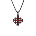 Collar de Pendiente de Acero de Titanio con Cruz de Jerusalén Estilo Hip-hop