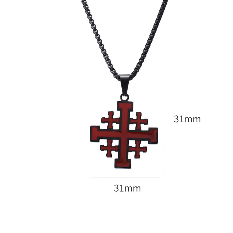 Collar de Pendant de Acero de Titanio con Cruz de Jerusalén Estilo Hip-hop
