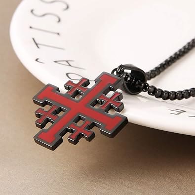 Collar de Pendiente de Acero de Titanio con Cruz de Jerusalén Estilo Hip-hop