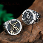 Anillo de Acero de Titanio Estilo Retro del Arcángel Miguel
