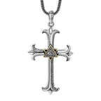 Collar de Colgante de Cadena de Perlas Cuadradas con Cruz del Ojo de Dios Estilo Sobrio de Moda