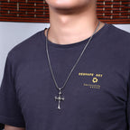 Collar de Colgante de Cadena de Perlas Cuadradas con Cruz del Ojo de Dios Estilo Sobrio de Moda