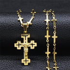 Crucifijo de Estilo Noble Retro con Collar de Cadena en Cruz