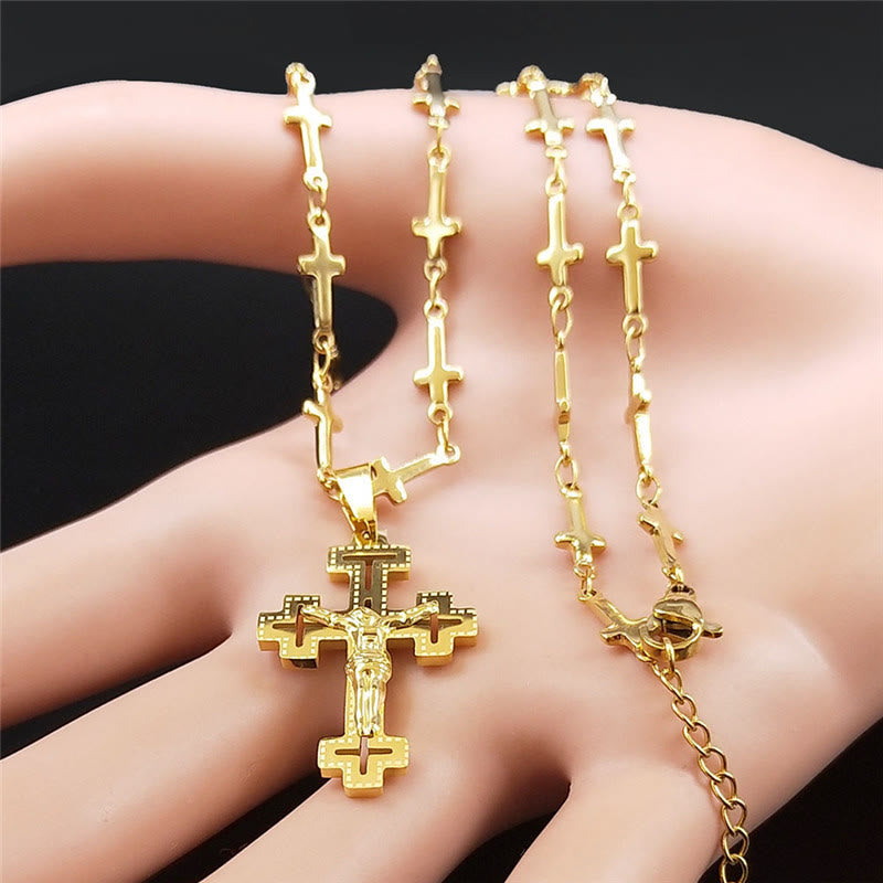Crucifijo de Estilo Noble Retro con Collar de Cadena en Cruz