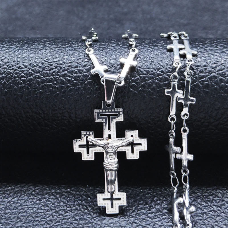 Crucifijo de Estilo Noble Retro con Collar de Cadena en Cruz