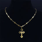 Crucifijo de Estilo Noble Retro con Collar de Cadena en Cruz