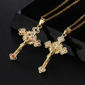 Crucifijo de Estilo Pastoral Fresco con Collar de Pendiente de Piedras Preciosas Bíblicas