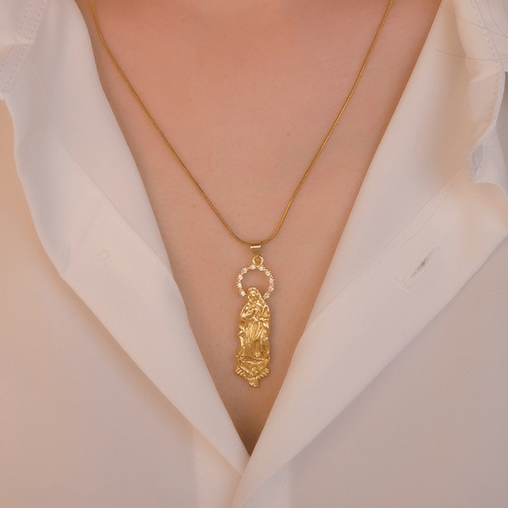 Collar de Pendiente de Estilo Lujo Asunción de la Virgen María Nuestra Señora de Guadalupe