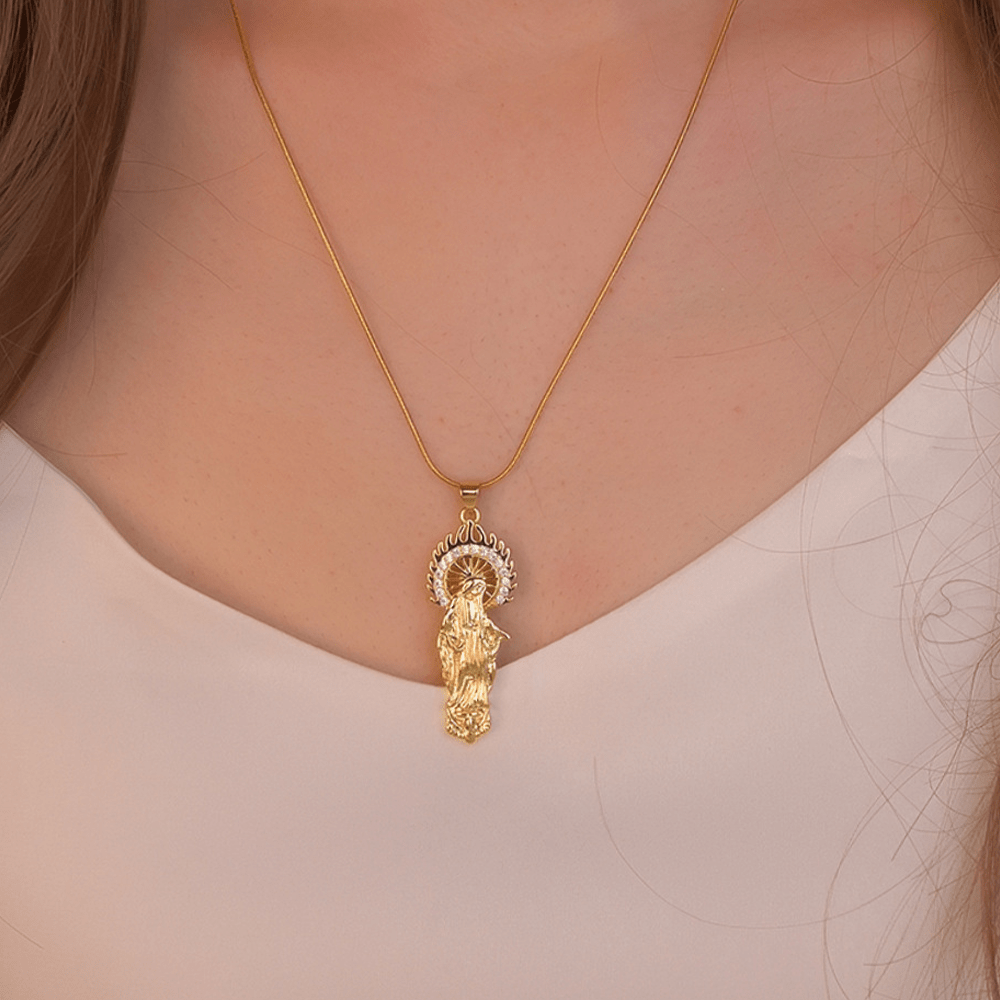 Collar de Pendiente de Estilo Lujo Asunción de la Virgen María Nuestra Señora de Guadalupe