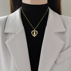Collar de Pendiente de Nuestra Señora de Guadalupe con Gemas en Forma de Corazón de Estilo de Lujo