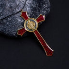 Collar de Cruz Grande de Estilo Clásico en Rojo/Azul (5 colores)
