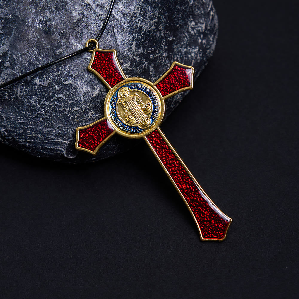 Collar de Cruz Grande de Estilo Clásico en Rojo/Azul (5 colores)