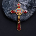 Collar de Colgante de Crucifijo Grande Estilo Clásico Rojo/Azul (5 colores)