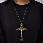 Collar de Cruz Grande de Estilo Clásico en Rojo/Azul (5 colores)