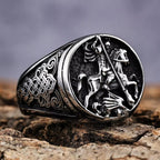 Figurita Clásica de Estilo Retro de San Jorge y el Dragón Anillo de Aleación