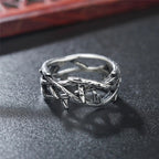 Anillo de Acero de Titanio con Corona de Espinas de Estilo Retro