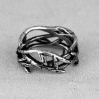 Anillo de Acero de Titanio con Corona de Espinas de Estilo Retro