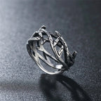Anillo de Acero de Titanio con Corona de Espinas de Estilo Retro