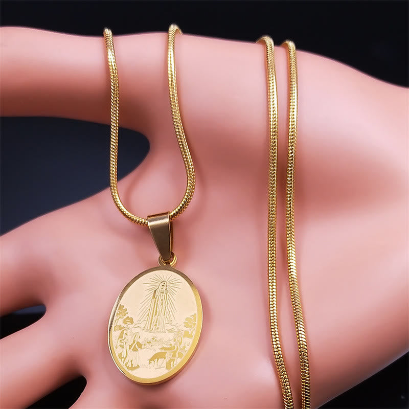 Colgante de Nuestra Señora de Fátima en Estilo Clásico - Collar de Bendición Artesanal