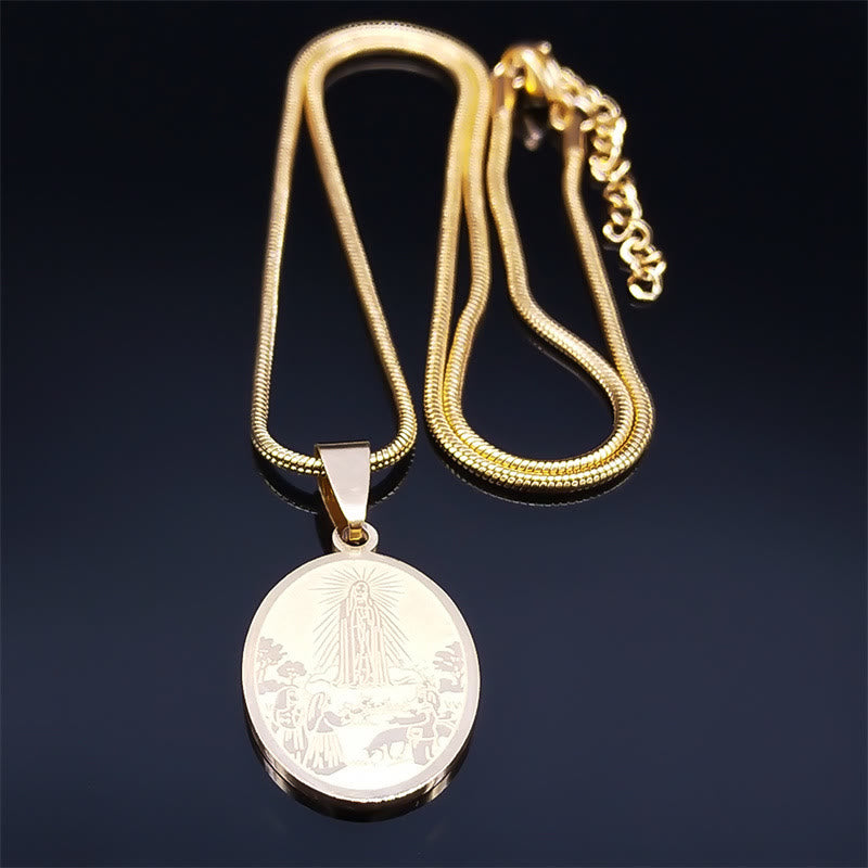 Colgante de Nuestra Señora de Fátima en Estilo Clásico - Collar de Bendición Artesanal