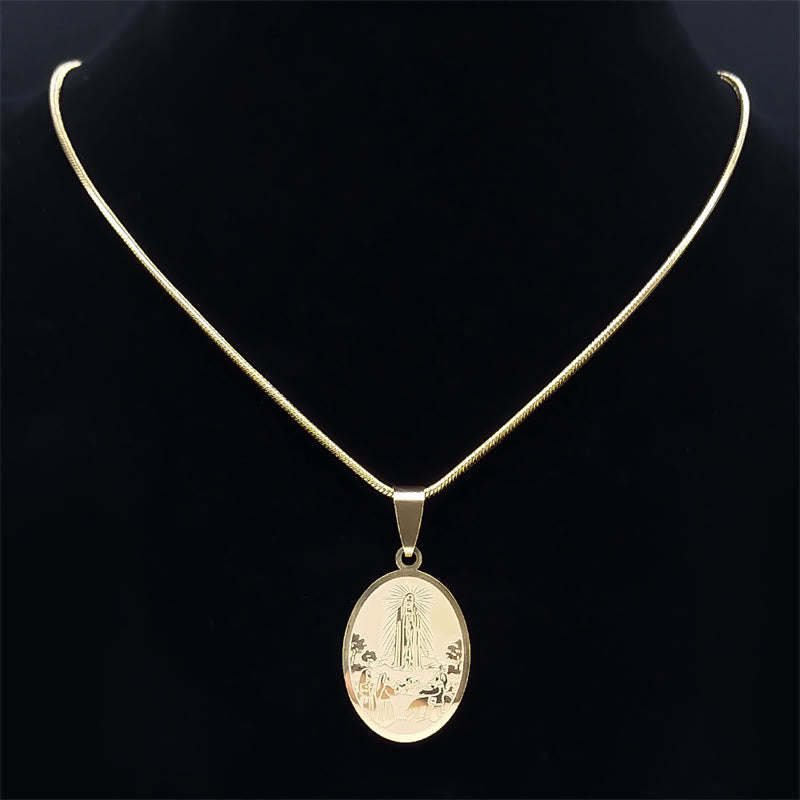 Colgante de Nuestra Señora de Fátima en Estilo Clásico - Collar de Bendición Artesanal