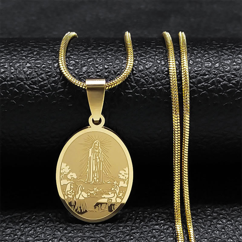 Colgante de Nuestra Señora de Fátima en Estilo Clásico - Collar de Bendición Artesanal