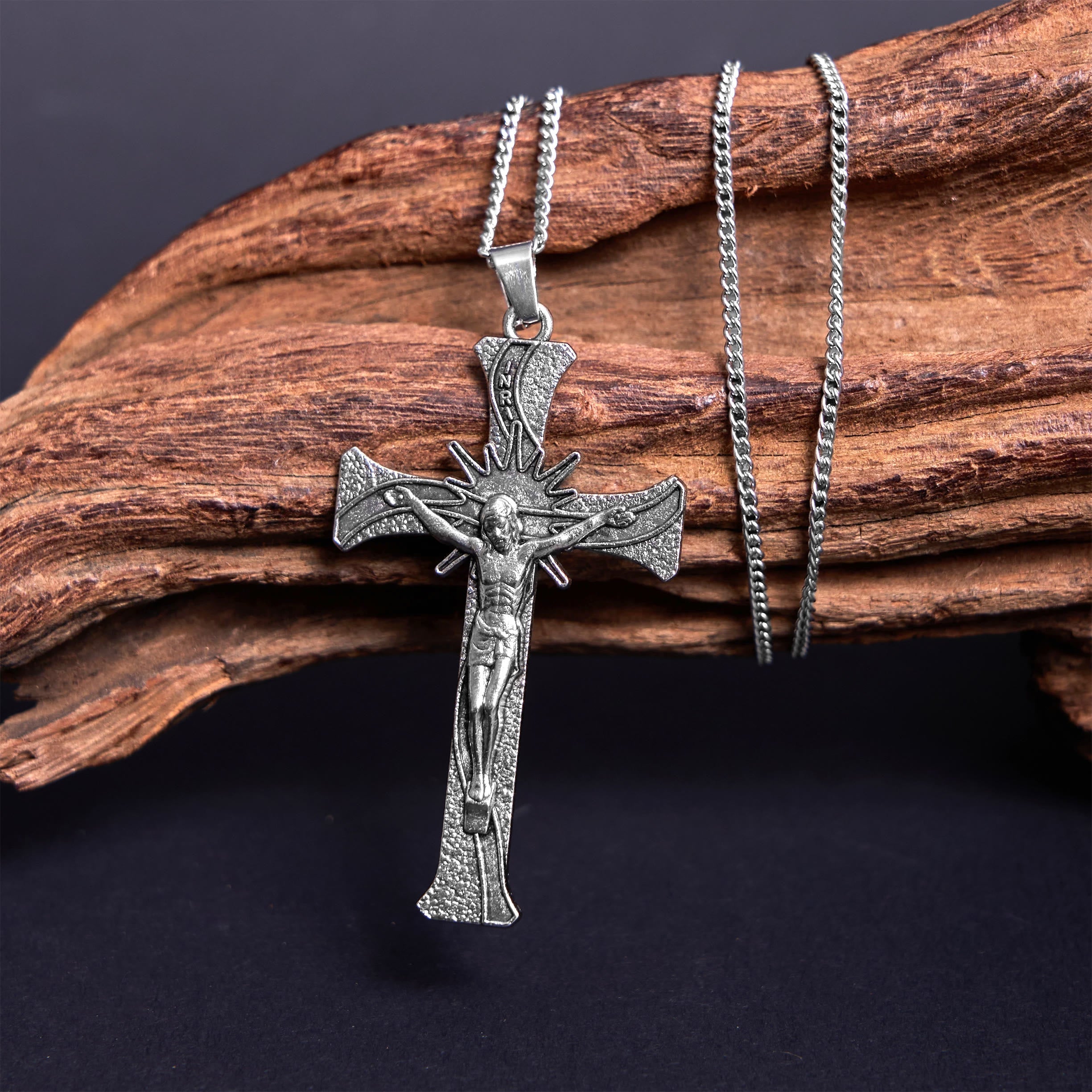 Collar de Pendiente de Aleación de Crucifijo de Jesús Estilo Retro Clásico