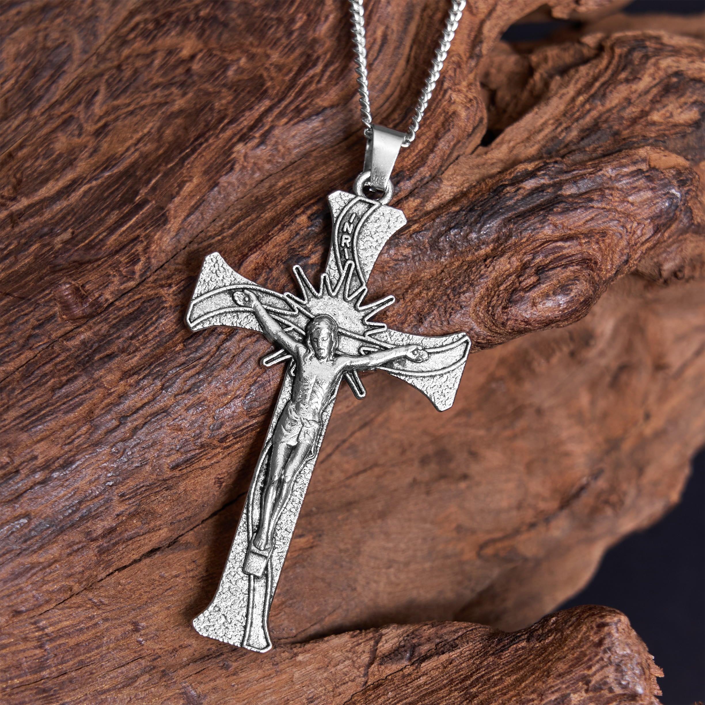 Collar de Pendiente de Aleación de Crucifijo de Jesús Estilo Retro Clásico