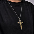 Icono de San Benito Estilo Clásico Crucifijo de Jesús Colgante de Aleación Collar