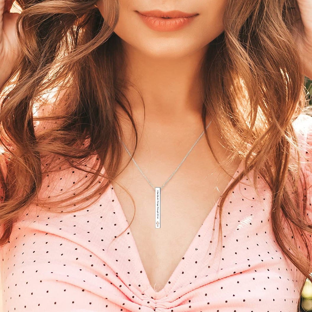 Collar Colgante de Inspiración de Fe y Fuerza con Versículos Bíblicos de Diseño Minimalista (8 Versículos)