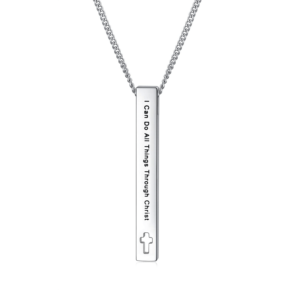 Collar Colgante de Inspiración de Fe y Fuerza con Versículos Bíblicos de Diseño Minimalista (8 Versículos)