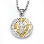 Collar de Medalla de Protección Sagrada de San Benito en Estilo Retro Clásico