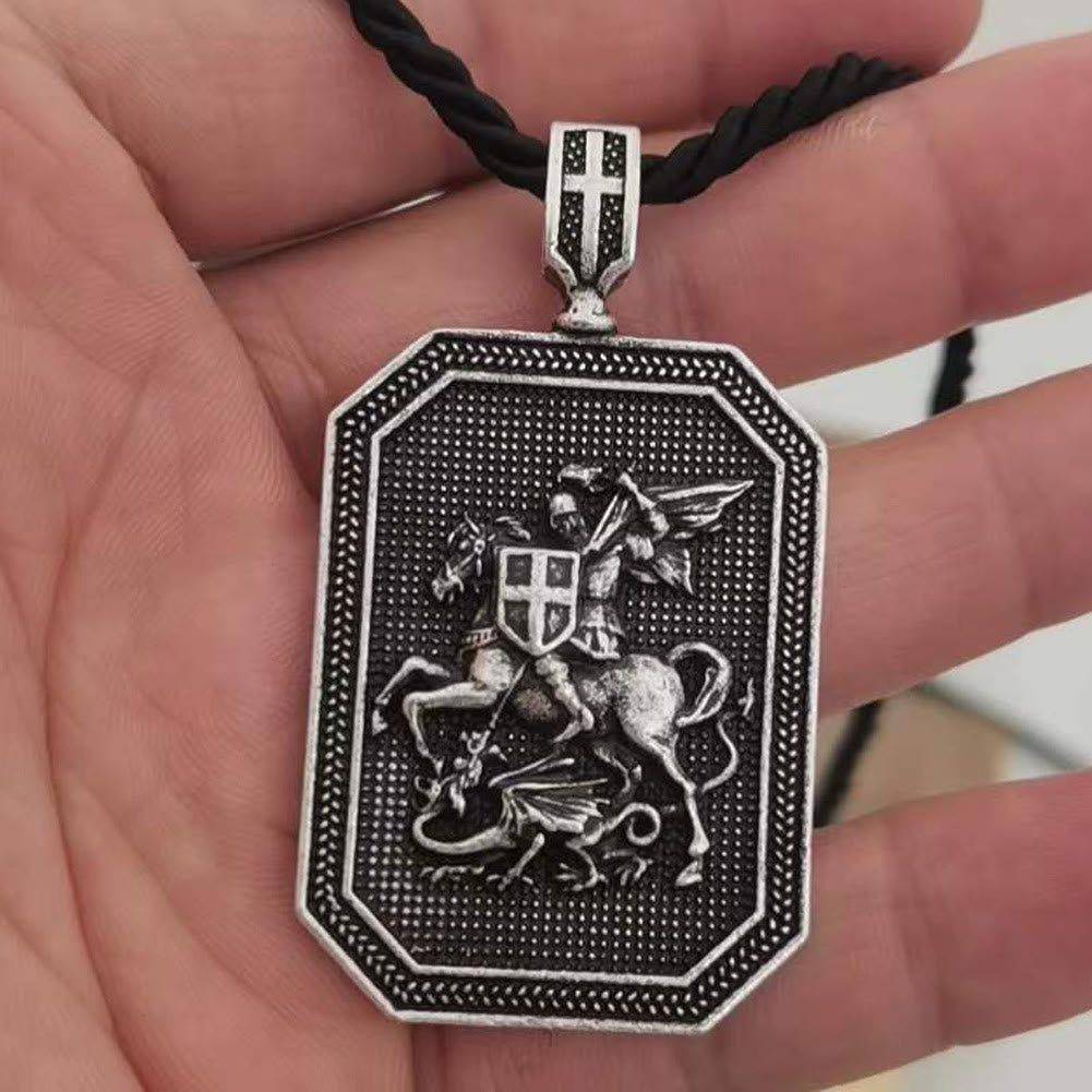 Collar de Oración de Protección con Colgante de San Jorge y el Dragón de Estilo Clásico