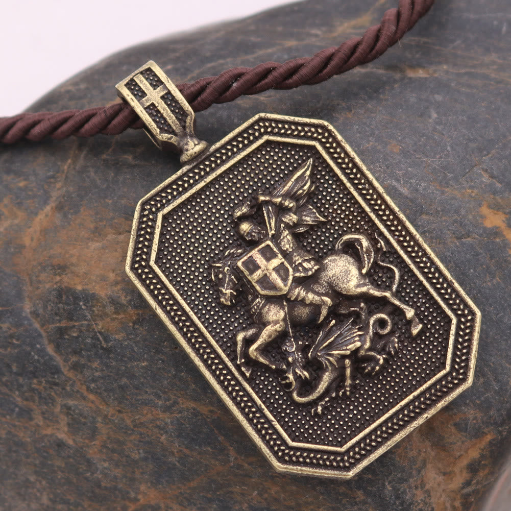 Collar de Oración de Protección con Colgante de San Jorge y el Dragón Estilo Clásico