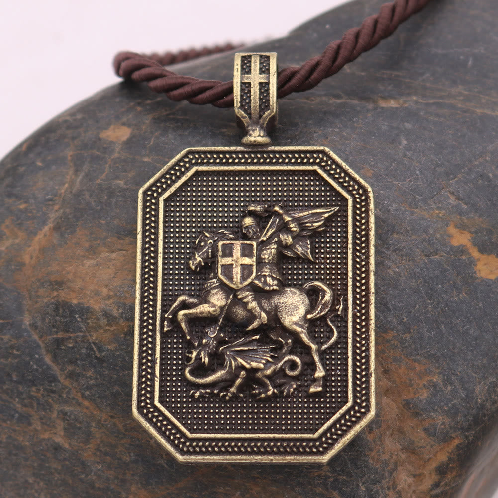 Collar de Oración de Protección con Colgante de San Jorge y el Dragón Estilo Clásico