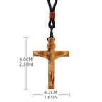 Collar de Madera con Crucifijo de Jesús