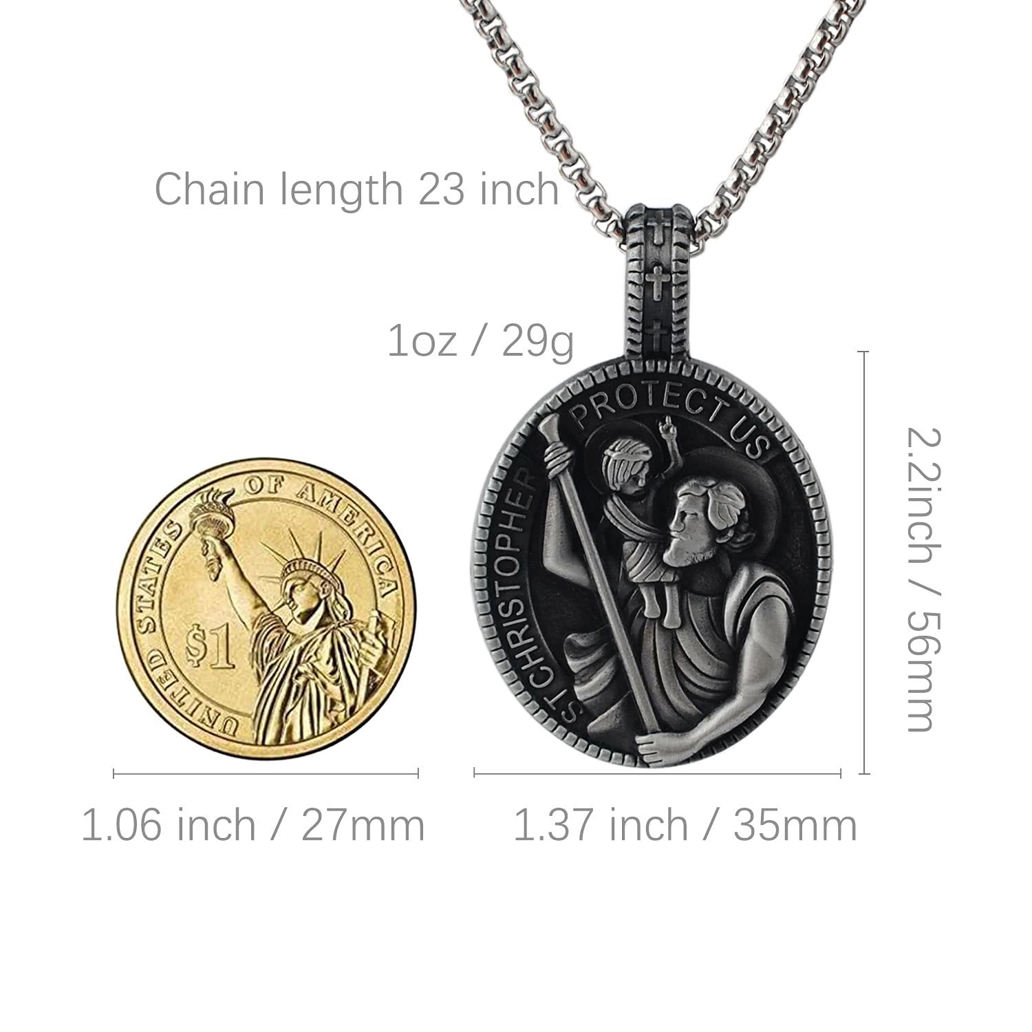 Collar Colgante de San Cristóbal Protégenos de Estilo Clásico