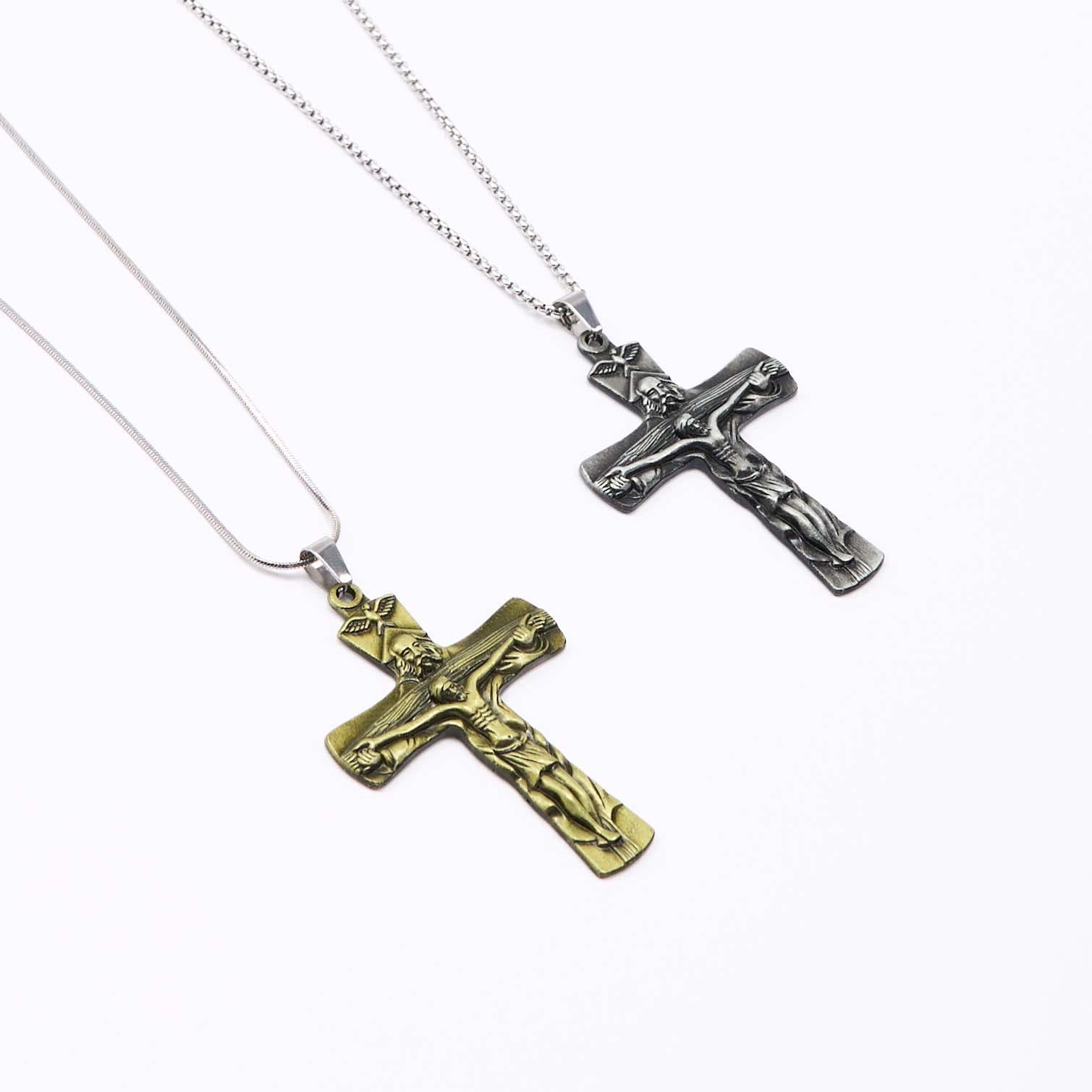 Collar de Pendiente Clásico Estilo Cruz Trinidad Padre, Hijo y Espíritu Santo
