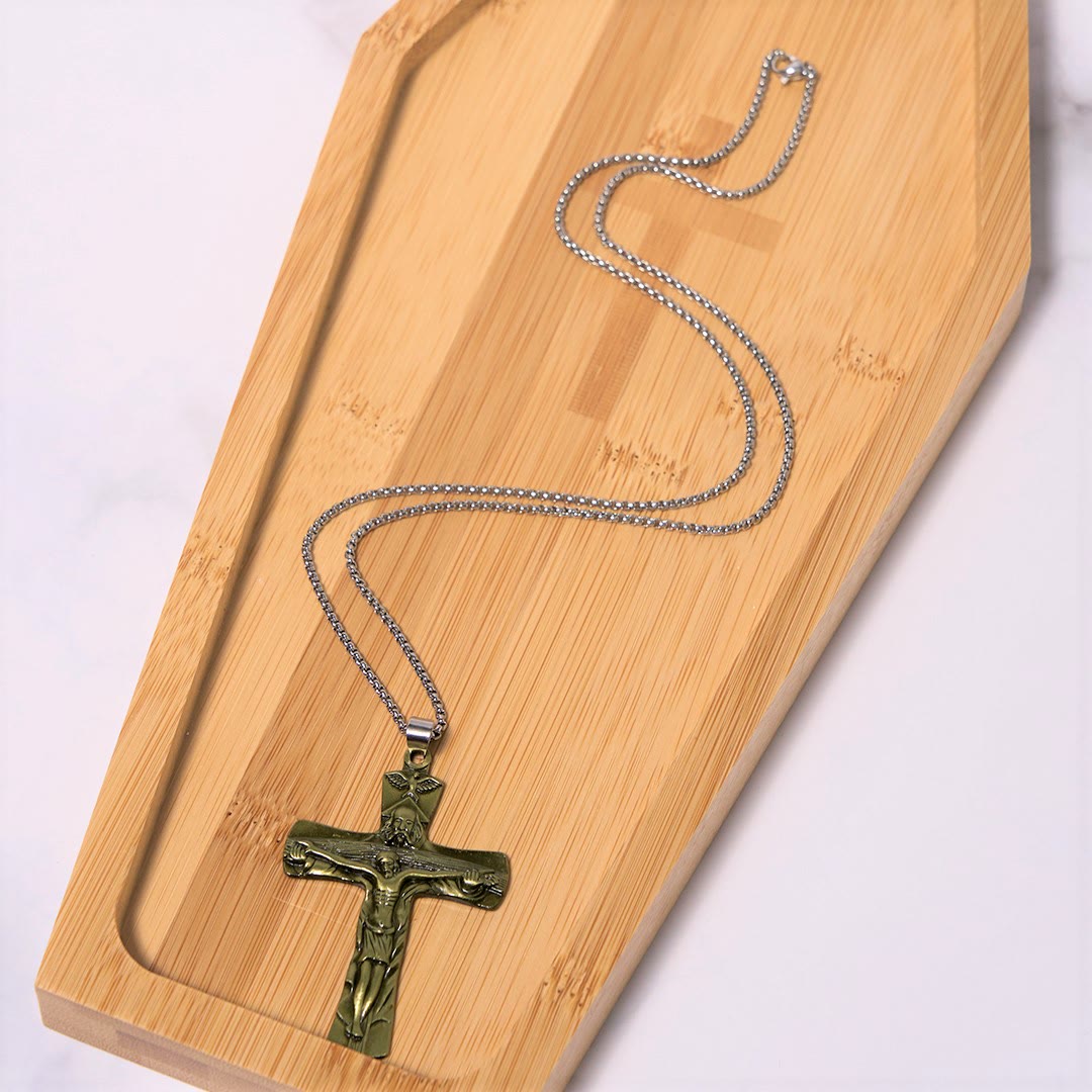 Collar de Pendiente Clásico Estilo Cruz Trinidad Padre, Hijo y Espíritu Santo