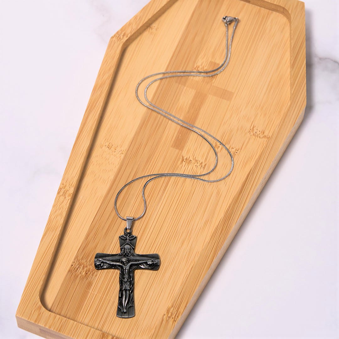 Collar de Pendiente Clásico Estilo Cruz Trinidad Padre, Hijo y Espíritu Santo