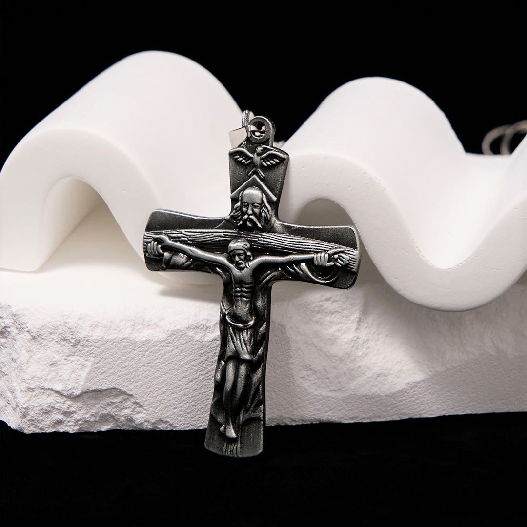Collar de Pendiente Clásico Estilo Cruz Trinidad Padre, Hijo y Espíritu Santo