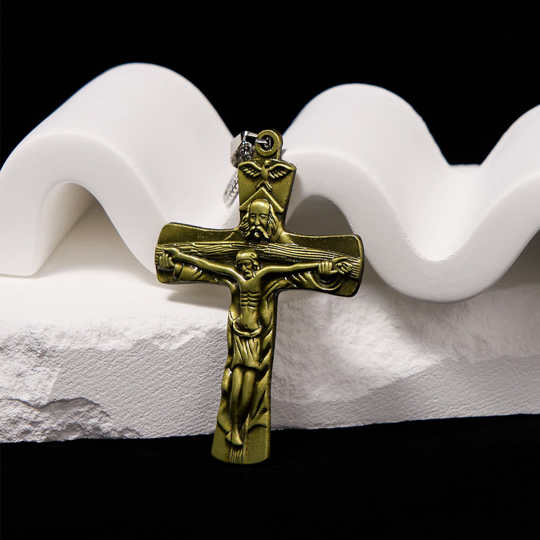 Collar de Pendiente Clásico Estilo Cruz Trinidad Padre, Hijo y Espíritu Santo