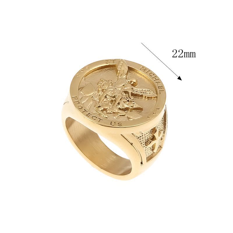 Anillo de Fe Divina "San Miguel Arcángel, Protégennos" Estilo Clásico