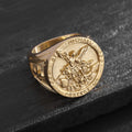 Anillo de Fe Divina "San Miguel Arcángel, Protégennos" Estilo Clásico