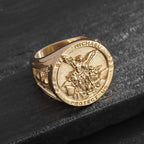 Anillo de Fe Divina "San Miguel Arcángel, Protégennos" Estilo Clásico