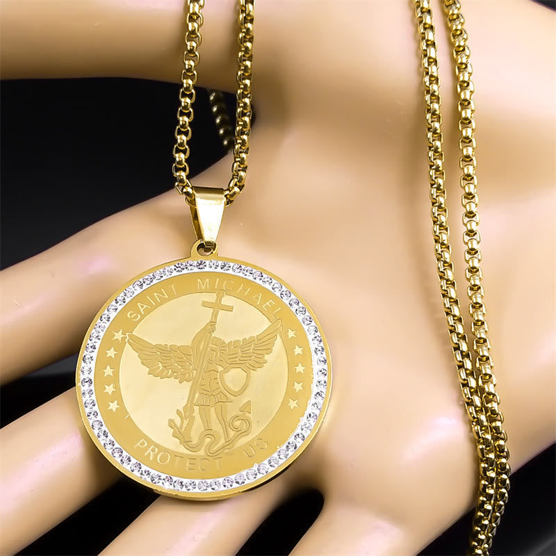 Collar de Pendiente Sagrado de Bendición Clásico de San Miguel Protégenos