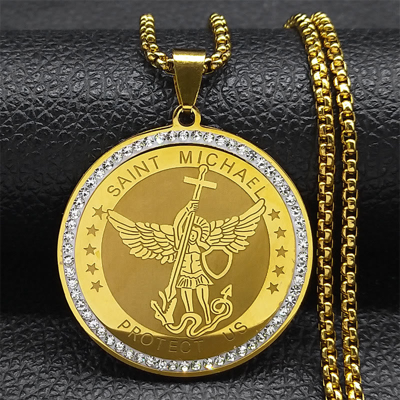 Collar de Pendiente Sagrado de Bendición Clásico de San Miguel Protégenos