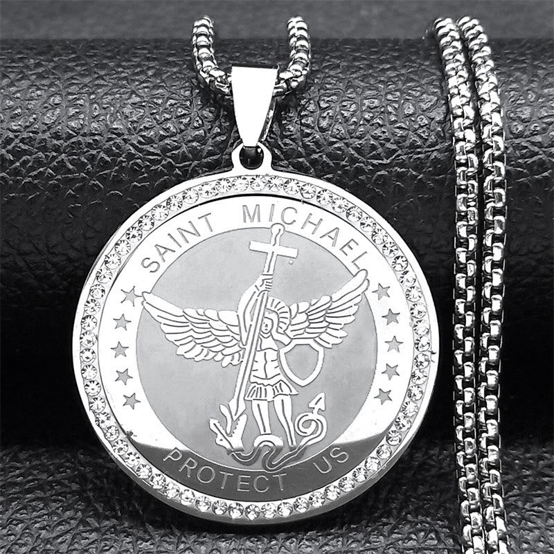 Collar de Pendiente Sagrado de Bendición Clásico de San Miguel Protégenos